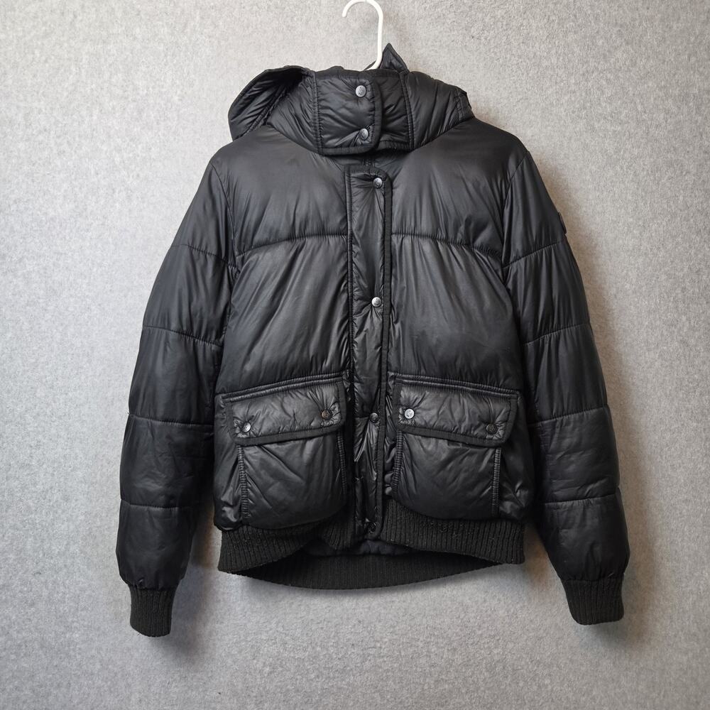 Abercrombie & Fitch Black Hooded Zip Up Water Wind Resistant Puffer Jacket Med